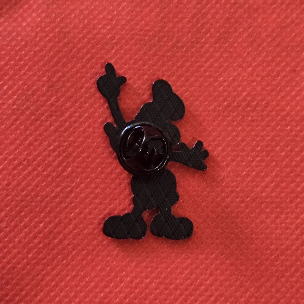 Vintage Style Black and White Cartoon Mickey Mouse Pin